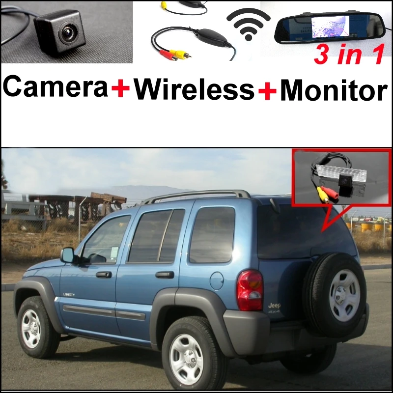 

Wireless Receiver + Mirror Monitor EASY  DIY  BACKUP Parking System For Jeep Liberty 2002~2007 3 in1 Special Rear View Camera