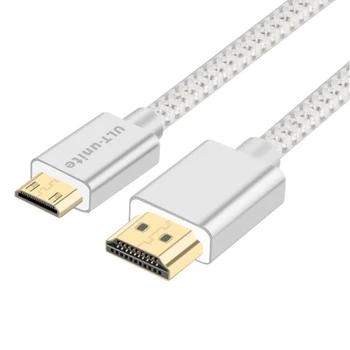 

Silver Braided HDMI 2.0 to Mini HDMI male to male HD 3D 4K 60Hz Cable V2.0 2.0V 4FT 6FT 10FT for Camcorder Camera Tablet TV