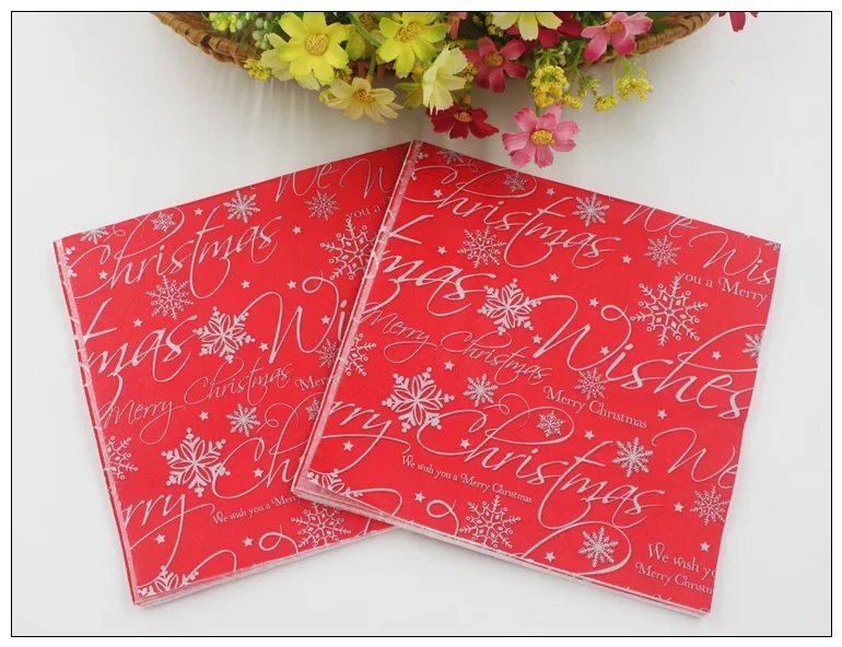 Buy [RainLoong] Red Merry Christmas Napkins Festive
