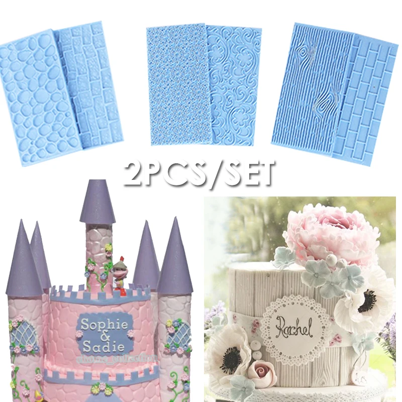

2pcs Silicone Cake Border Impression Mold Texture Mat Fondant Mold Chocolate Gumpaste Form Cake Decorating Tools Bakeware Tools
