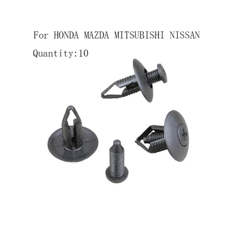 

For HONDA MAZDA MITSUBISHI NISSAN Wheel Arch Cover Fastener Clips Plastic Trim X10(Color:Black)