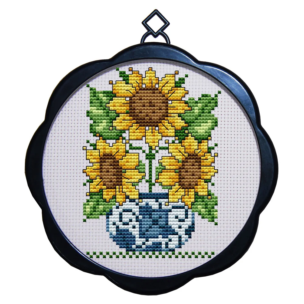 

Everlasting love Sunflower potted Chinese cross stitch kits Ecological cotton stamped 11CT DIY gift wedding decoration for home