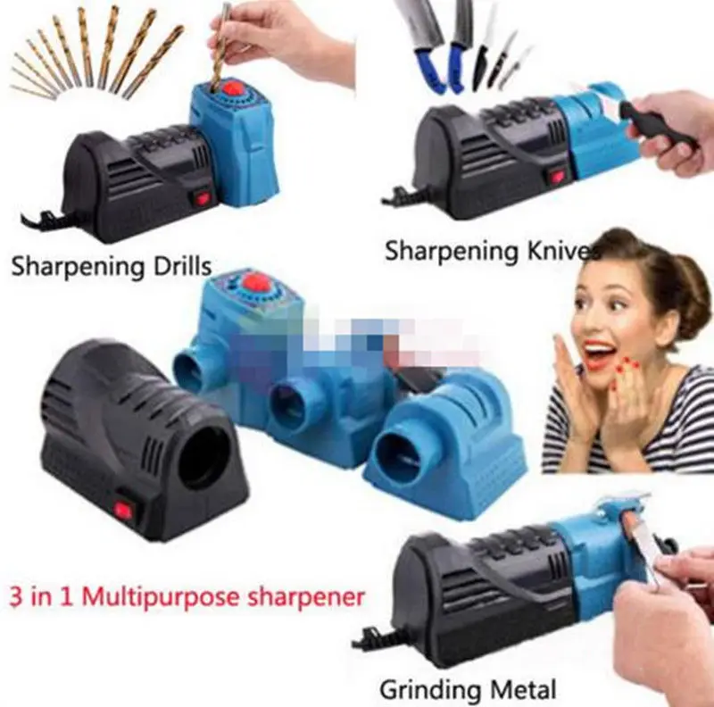 Top Electric Household 3IN 1 Multifunction Sharpener Grinding Drill Knife Sharpening H#