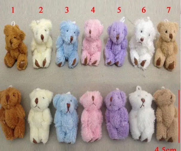 

10pieces/lot mini 4.5cm plush bear doll bowknot teddy bear doll plush grid tie joints pendant