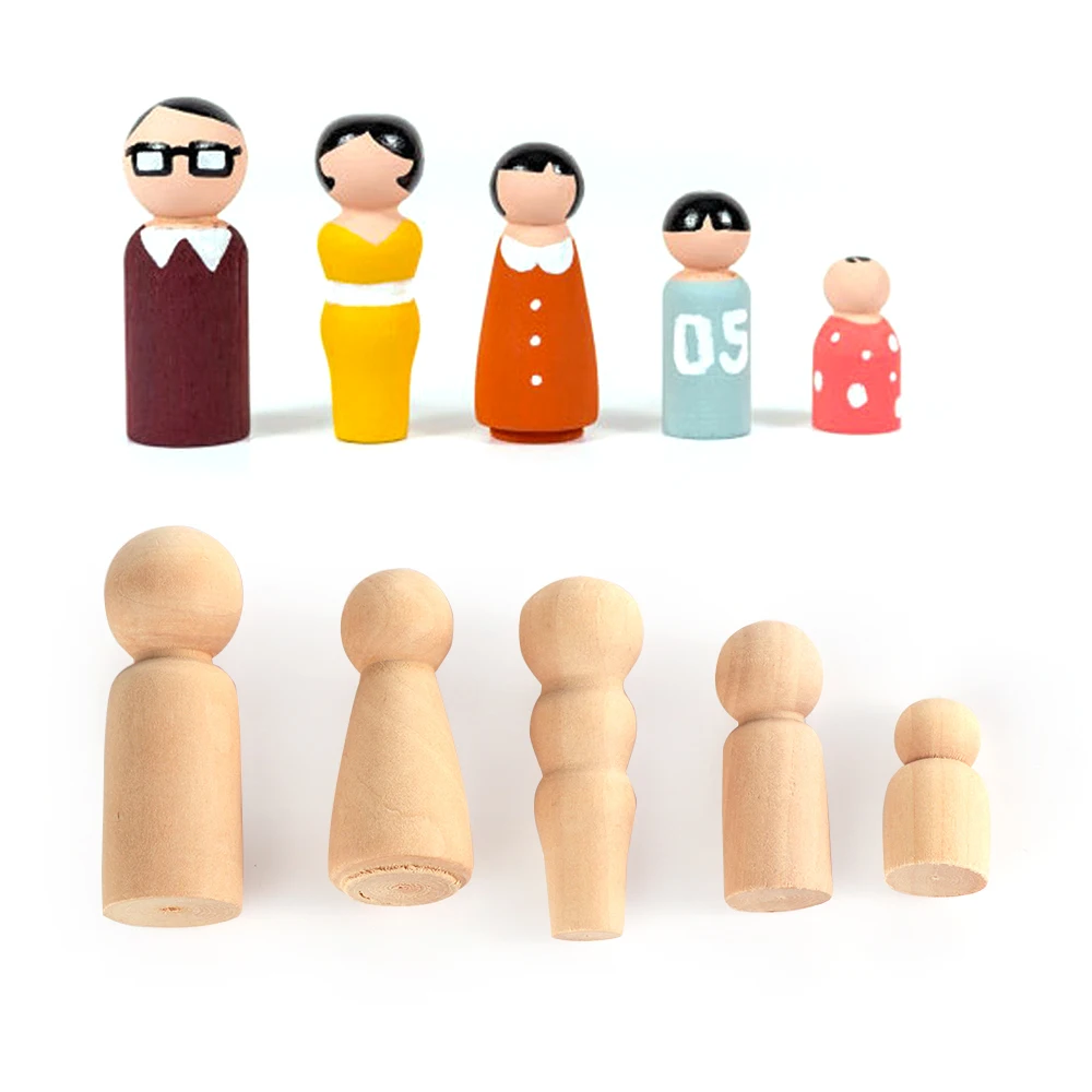 

5/10Pcs/Set Cute Unpainted Blank Wooden Peg People Nesting Set Peg Dolls DIY Montessori Toy Creative Kid Toy Wedding Home Crafts