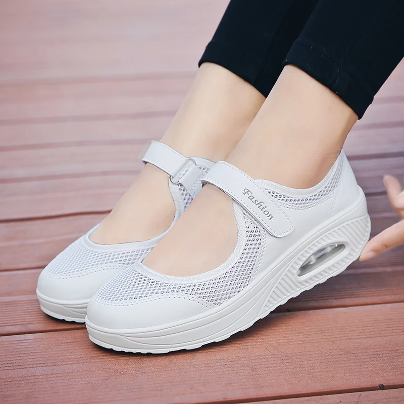 LSYSAG/женские кроссовки; дышащая обувь; Белая обувь для медсестры; обувь для мам; большие размеры; обувь на плоской платформе; zapatillas mujer