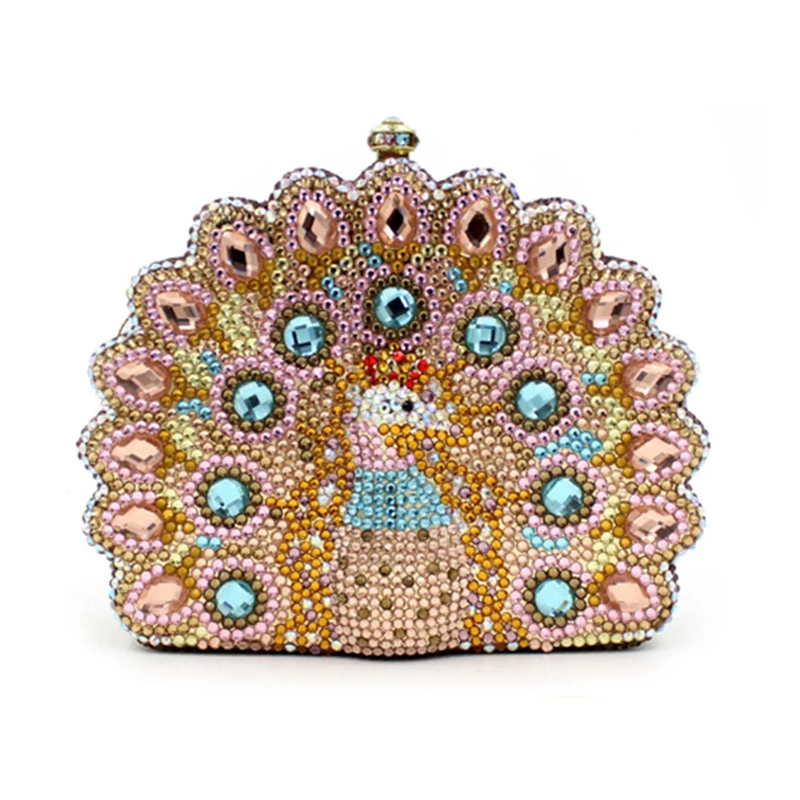 Luxury Colorful Peacock Full Diamonds Clutch XIYUAN Evening Bag