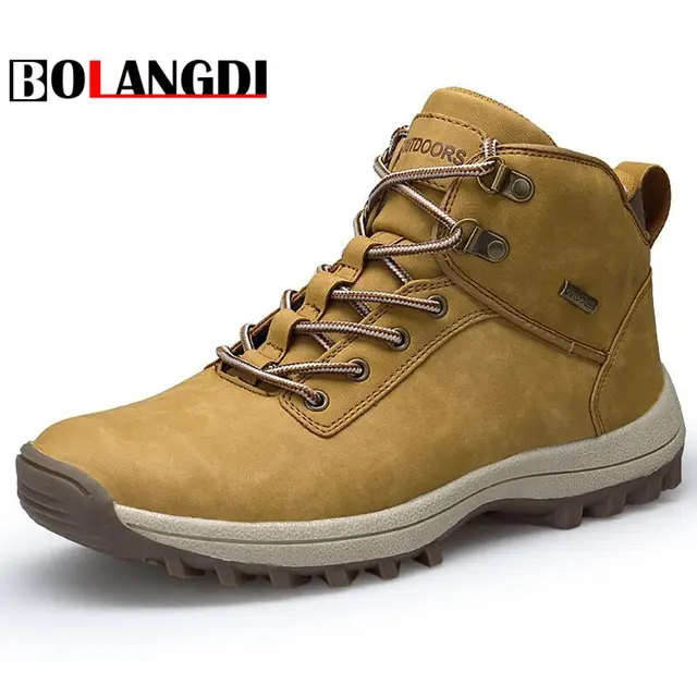 Bolangdi High Quality Men Hiking Shoes New Autumn Plush Winter Outdoor Mens Sport Trekking Mountain Man Climbing Athletic Shoes