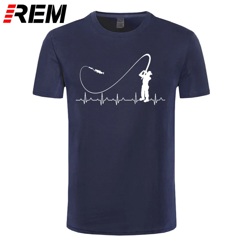REM Fishinger сердцебиение Футболка-забавная рыба рыбак подарок идея Новая мода Мужская футболка мода короткий рукав распродажа хлопок