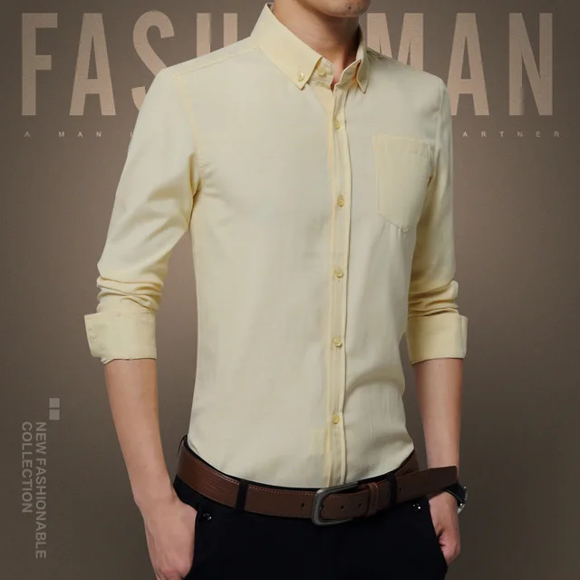 Buy Cotton Business Office Shirts Work Dress Shirt Men Solid Fashion Brand