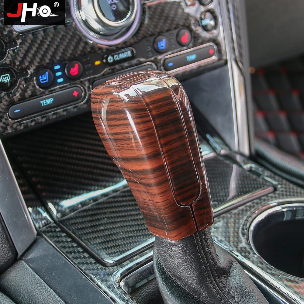 JHO Gear Shift Knob Cover Trim For Ford Explorer 2016 2017 ABS Carbon