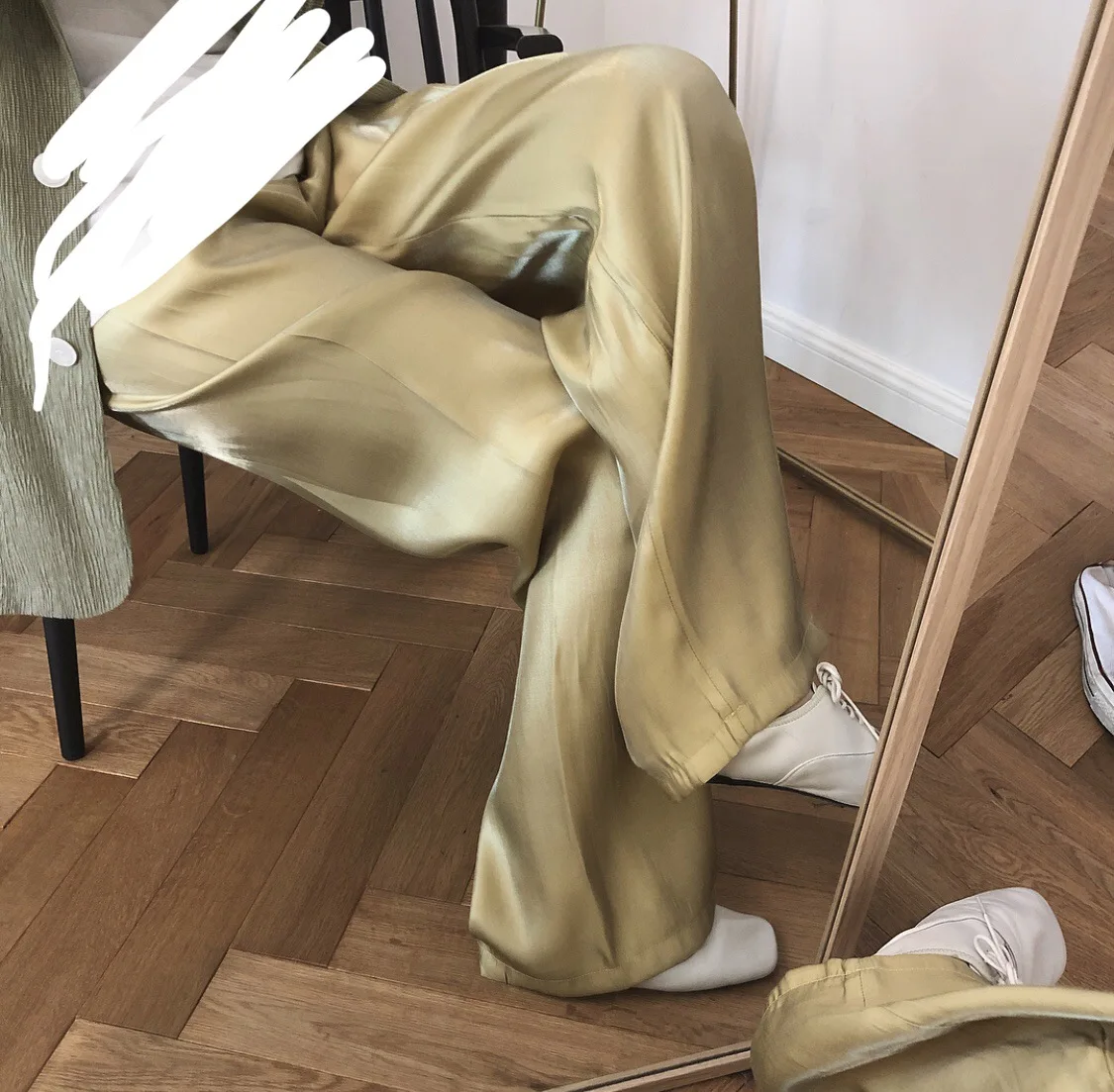 

2019 Summer Chinese Style High-quality Pants Satin Smooth High Waist Wide Leg Pants Loose Mopping Women Max Trousers