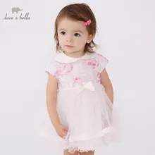 Dave bella/летнее платье для маленьких девочек вечерние на свадьбу, день рождения, платье с вышивкой для детей в стиле «Лолита» платье Одежда для младенцев, малышей DB6944