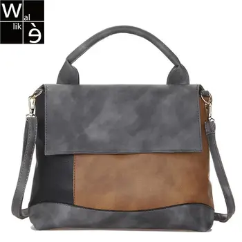 

Wallike Fashion Patchwork Pu Leather Handbags Casual Women Luxury Brand Shoulder Bag Designers for Women 2017 Ladies Hand Bags