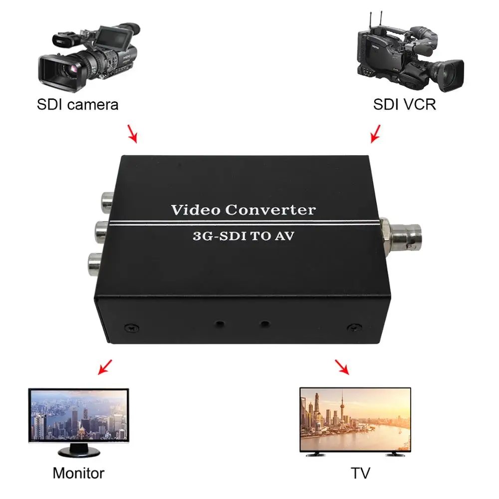 3G HD SDI al Convertitore di AV BNC a RCA Adattatore Audio Scaler Fino a 1080P Supporto LPCM 2.0 pe