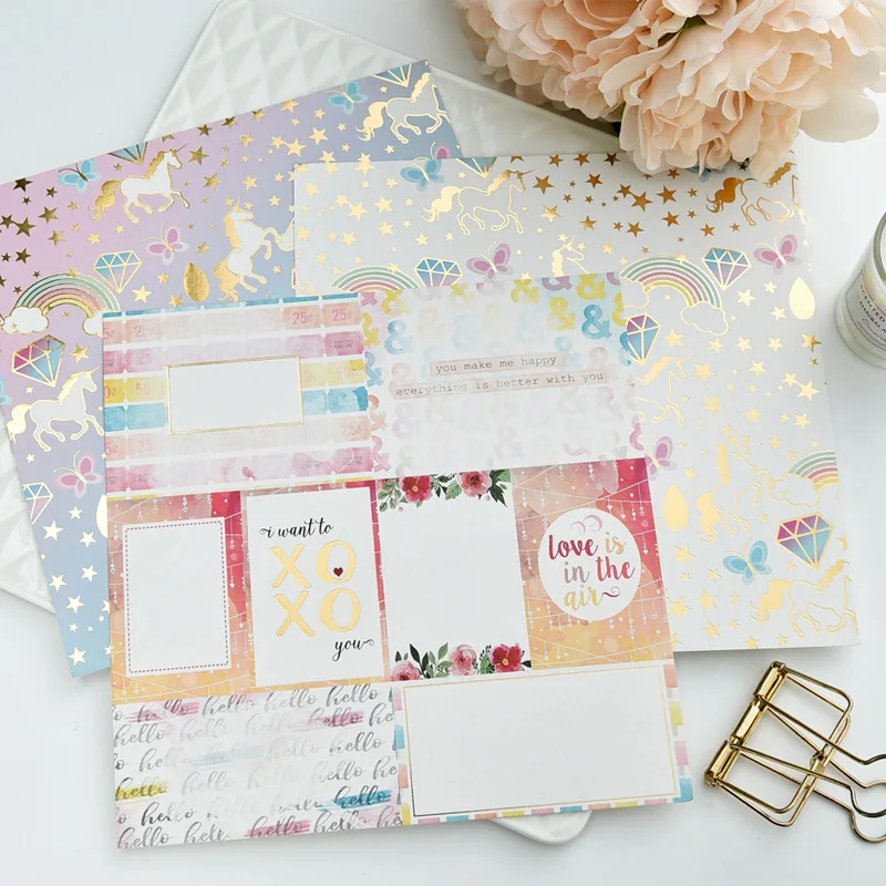 Günstige ZFPARTY 30 stücke einseitige Gedruckte UV Gold Pulver Schöne Muster Kreative Papercraft Kunst Papier Handgefertigte Scrapbooking Kit Set