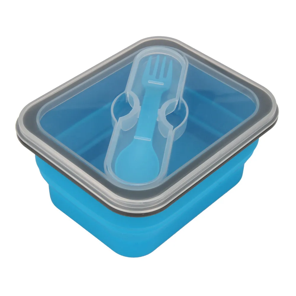 1 шт Цвет модные экологичный силикон складной контейнер для обеда портативный складной пластиковый синий Коробки Кухня инструмент