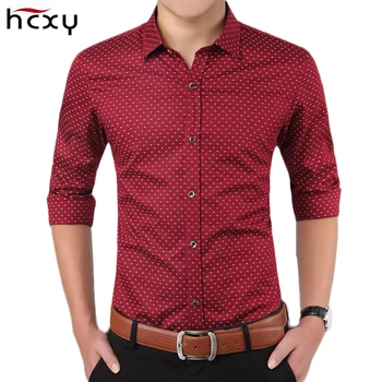

HCXY 2020 New Autumn Fashion Men Clothes Slim Fit Men Long Sleeve Shirt Men Polka Dot Casual Men Shirt Social Plus Size M-5XL