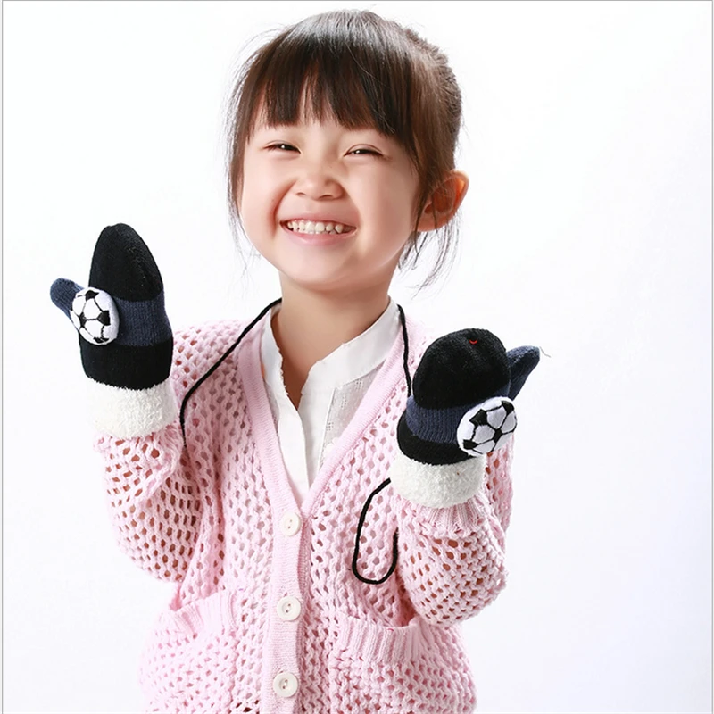 Новое поступление, детские зимние вязаные перчатки, толстые шнурки, перчатки для девочек, теплые, с веревкой, митенки для пальцев, для детей, rekawiczki