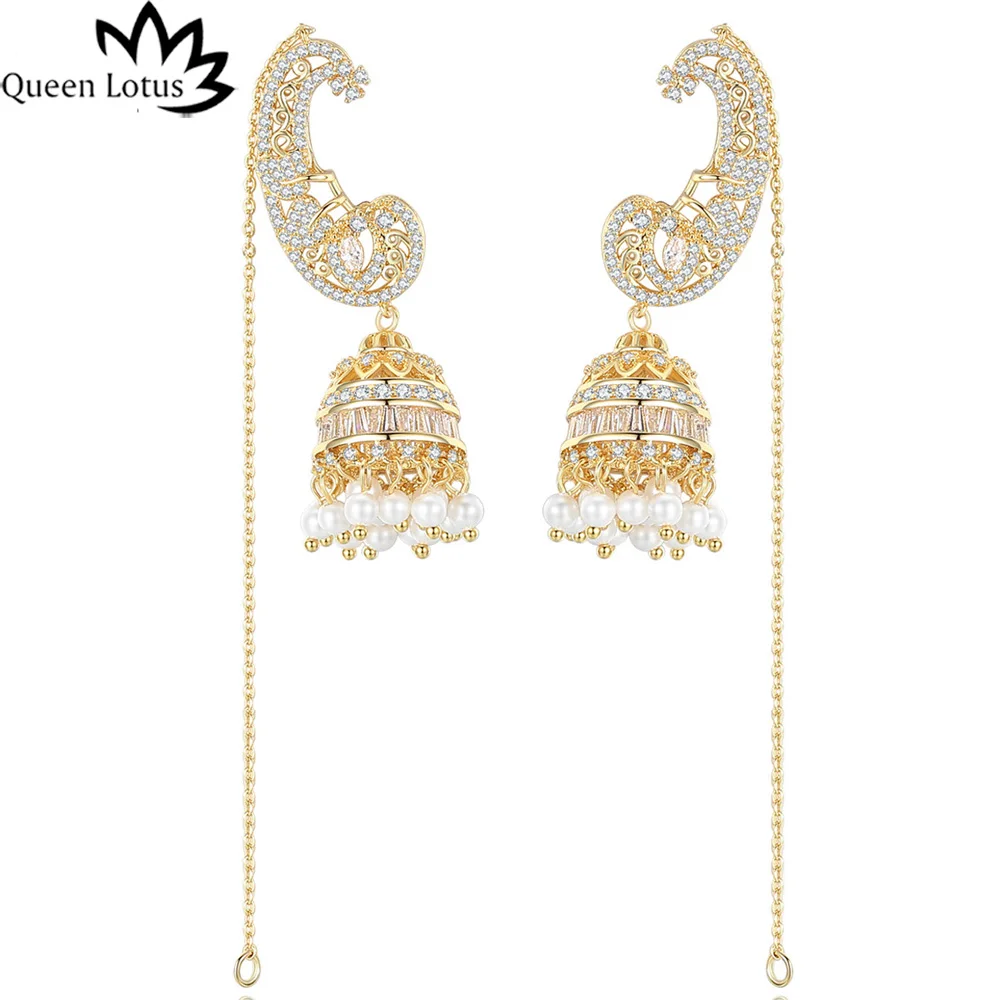

Queen Lotus Retro Baroque Crystal Earrings for Women Chandelier Dangle Earrings Long Vintage Pearl Tassel Earrings Jewelry Hot