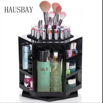 

HAUSBAY 360 degree rotatable desktop cosmetics storage box large creative makeup dresser finishing shelves Z0473