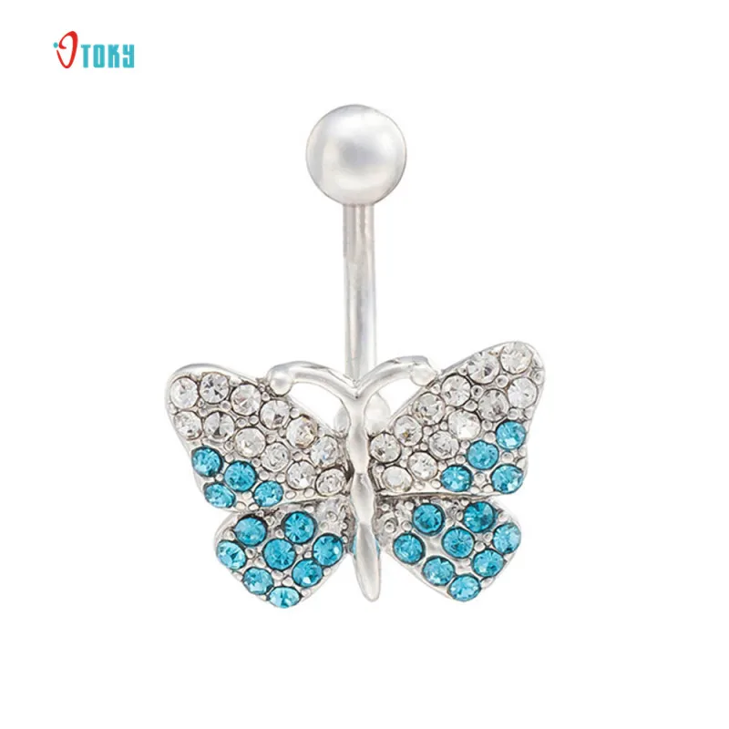 Buy OTOKY Dropship Rhinestone Barbell Navel Butterfly