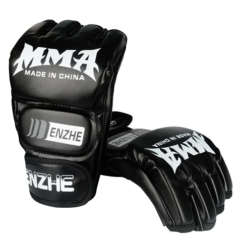 Fighting MMA Black Boxing Sports Leather Gloves Tiger Muay Thai Fight Box New 