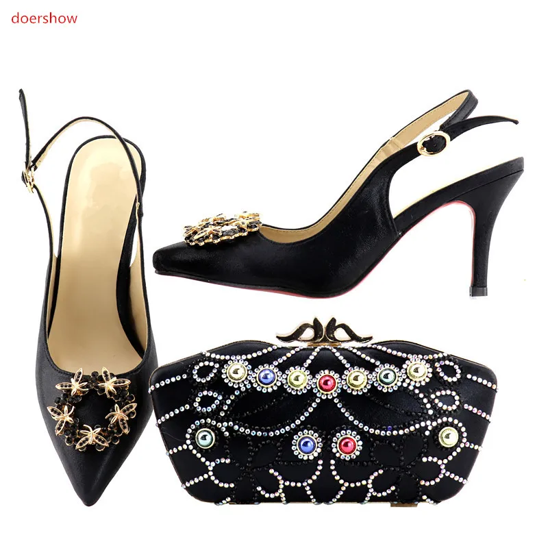 

doershow Italian ladies shoes and bags to match set shoes with bag high quality African shoes and bag set HV1-78