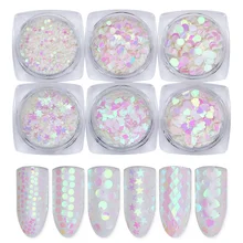 6 коробок розовый AB Цвет ногтей блестки Звезда Круглый ромб хлопья блестка Маникюр 3D дизайн ногтей украшения