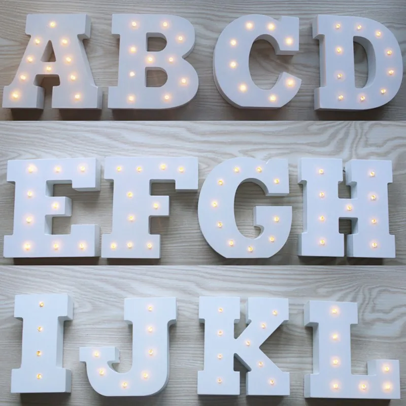 

White Wooden Luminous Alphabet Led Neon Plate Lighted Letters Sign For Wall Decoration Indoor Home Decoration Hot Sale