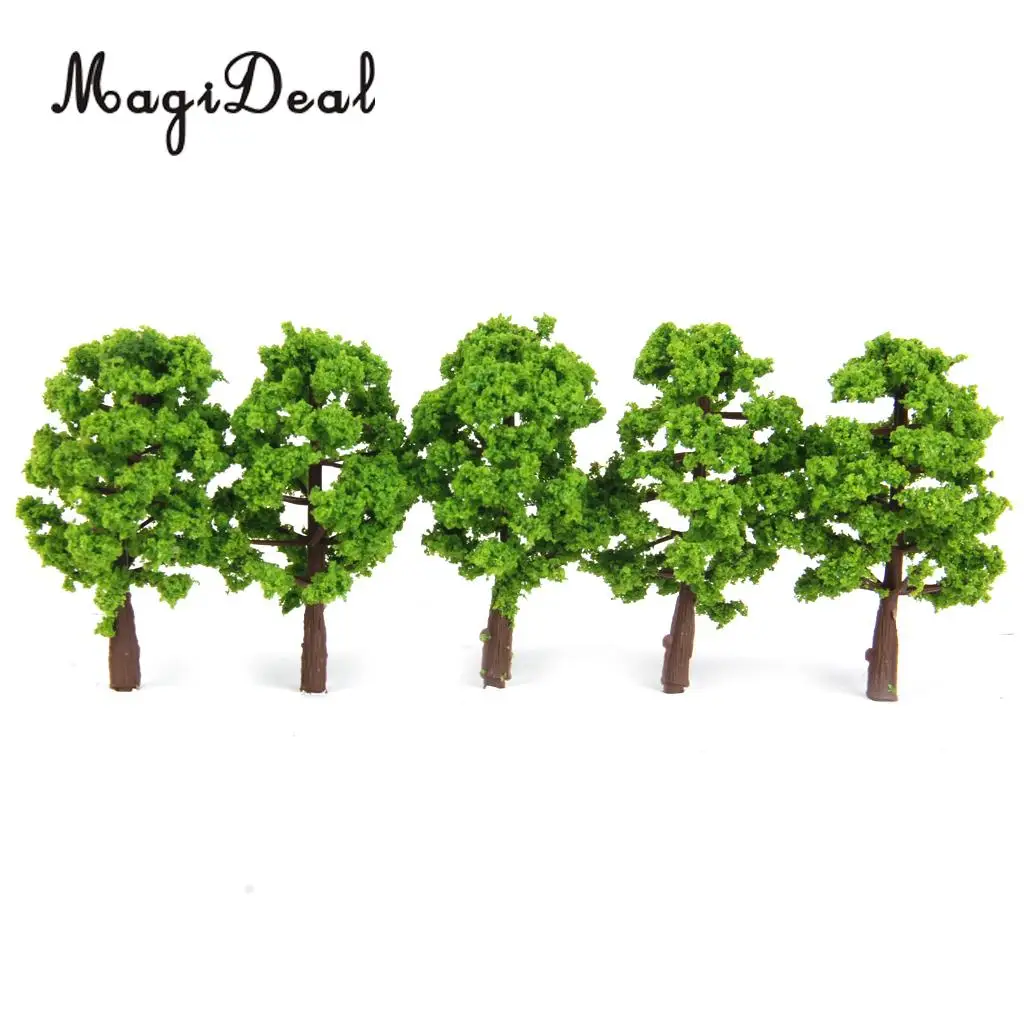 20Pcs/Lot Plastic 1/150 Scale Model Trees Train Railroad Scenery for Model Building Garden Park Layout Light Green