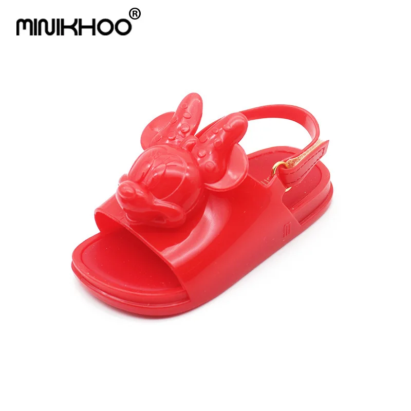 Мини Мелисса новые бразильские сандалии 3D с рисунком в виде Головы Микки Мауса, желеобразные сандалии для девочек и мальчиков Босоножки детские, сандалии Melissa/детские тапочки с милым - Цвет: Red