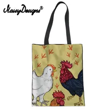 NoisyDesigns моды складные Холст Большие сумки Для женщин сумки курица печати эко многоразовые плечо сумка пляжные сумки