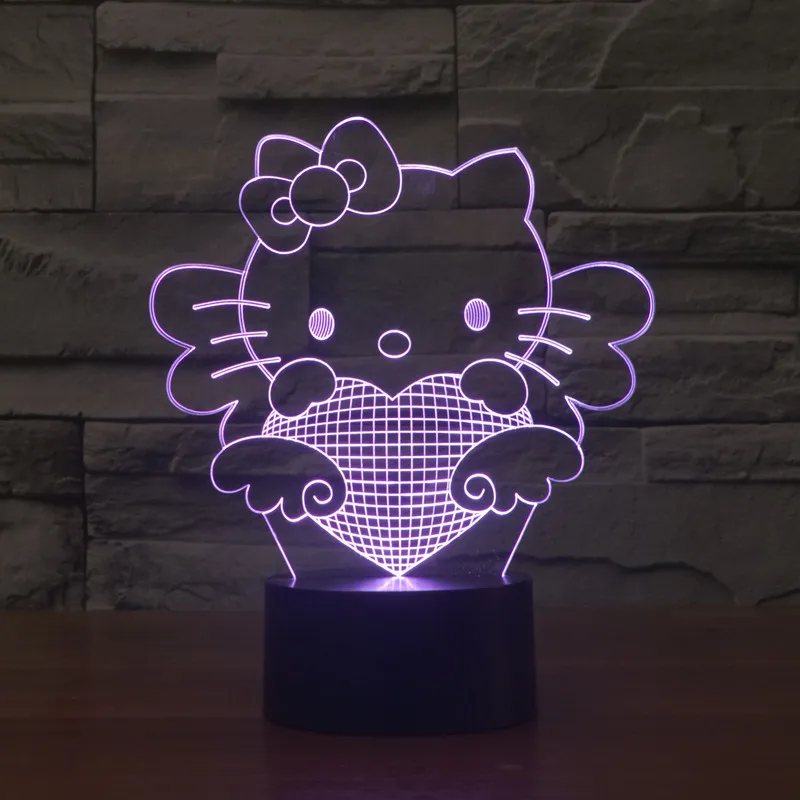 Kitty 3D Hello light colorful gradient energy saving lamp new illusion
