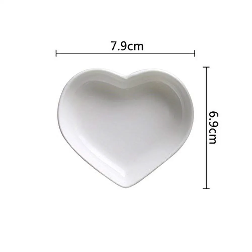 4PC set Super Cute Heart Sharpe Ceramic Sauce Dish Mini Side Seasoning Dish Condiment Love Porcelain Small Saucer0