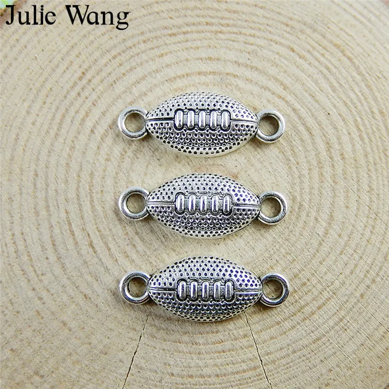 

Julie Wang 20PCS Alloy Antique Silver Rugby Football Shape Connectors Pendant Alloy Charm Bracelet Necklace Jewelry Accessory