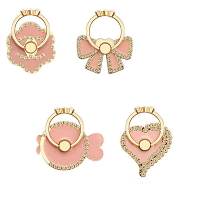 1 Piece Rhinestone Finger Ring Phone Holder Elegant Bow-knot Cat Girls Smartphone Holders mobile for iPhone | Мобильные телефоны и