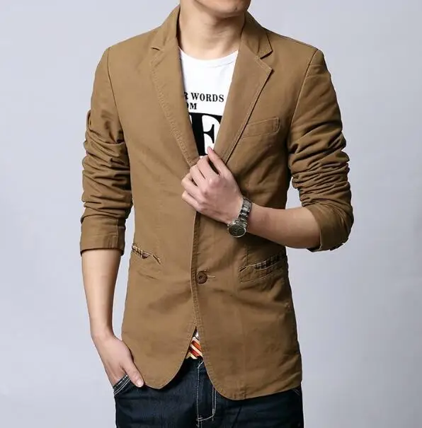 

New Slim Fit Casual jacket Cotton Men Blazer Jacket Single Button Mens Suit Jacket 2018 Autumn Patchwork Coat Male Suite 6Xl