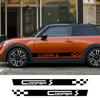 

2pcs Car Styling Door Side Decal Stickers Racing Stripes Deco For MINI Cooper S R50 R53 R55 R56 F56 F57 F60 Car Accessories