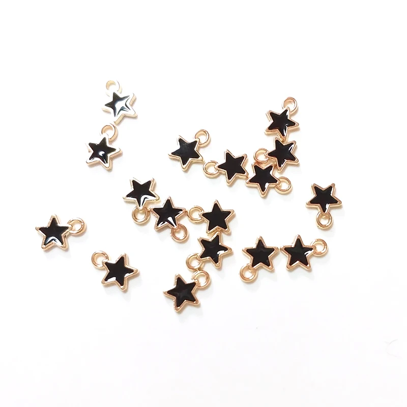 Новые 50 шт. 7 мм капли масла пентаграмма Звезда Форма разноцветные шармы цинковый сплав кулон для Diy ожерелья ювелирные браслеты аксессуары
