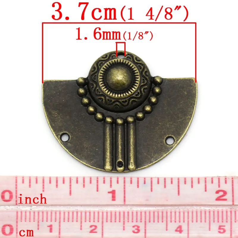 Соединители из цинкового металлического сплава, полукруглые, античная бронза, узор с цветным покрытием, 3,7 см х 3 см, 2 шт., новинка