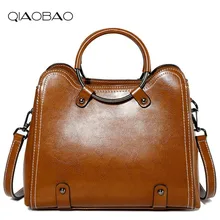 QIAOBAO, качественная женская сумка из натуральной кожи, сумки на плечо, одноцветная большая женская сумка, Большая вместительная сумка, Bolsas Feminina, известный бренд