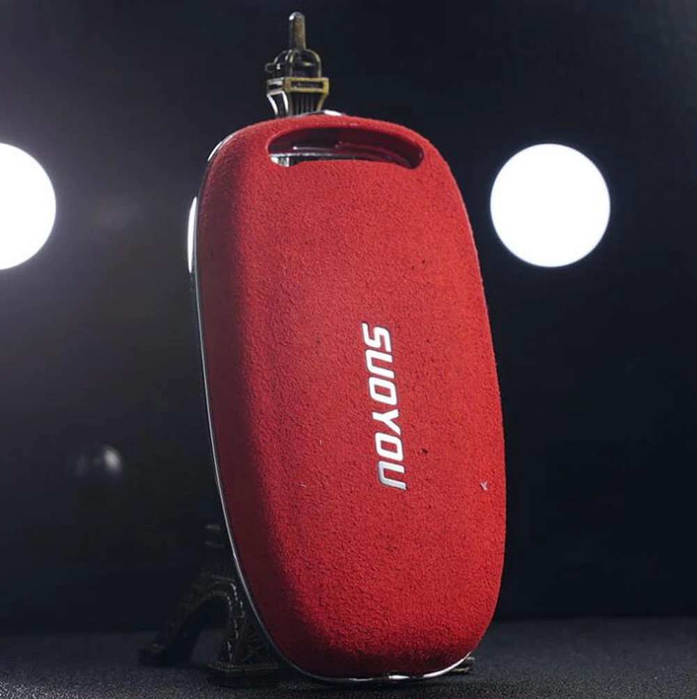 

Luxury Car Key Case Cover Genuine Plush Leather Galvanized Alloy For AUDI Audi A4 A5 A6 Q7 TTS Red Black Brown Styling 3-Colors