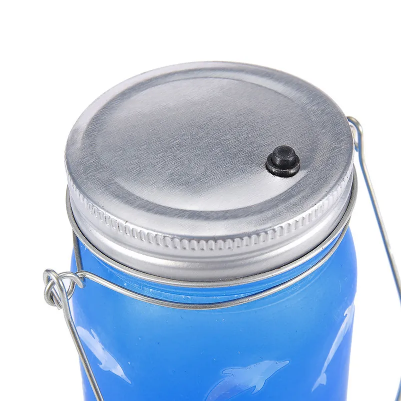 Hand Etched Garland Light Dolphins Solar Mason Jar Light Bottle Projection Nightlight Patio Outdoor Luces Led Decoracion 40JUL0104