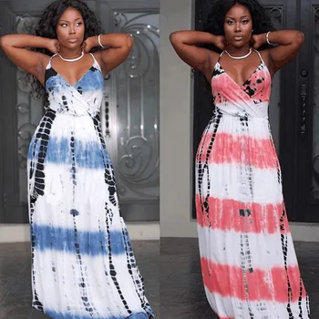 

2019 Ink and wash print bandage bodycon beach Dress women summer/autumn fashion vintage Casual long maxi dresses vestidos