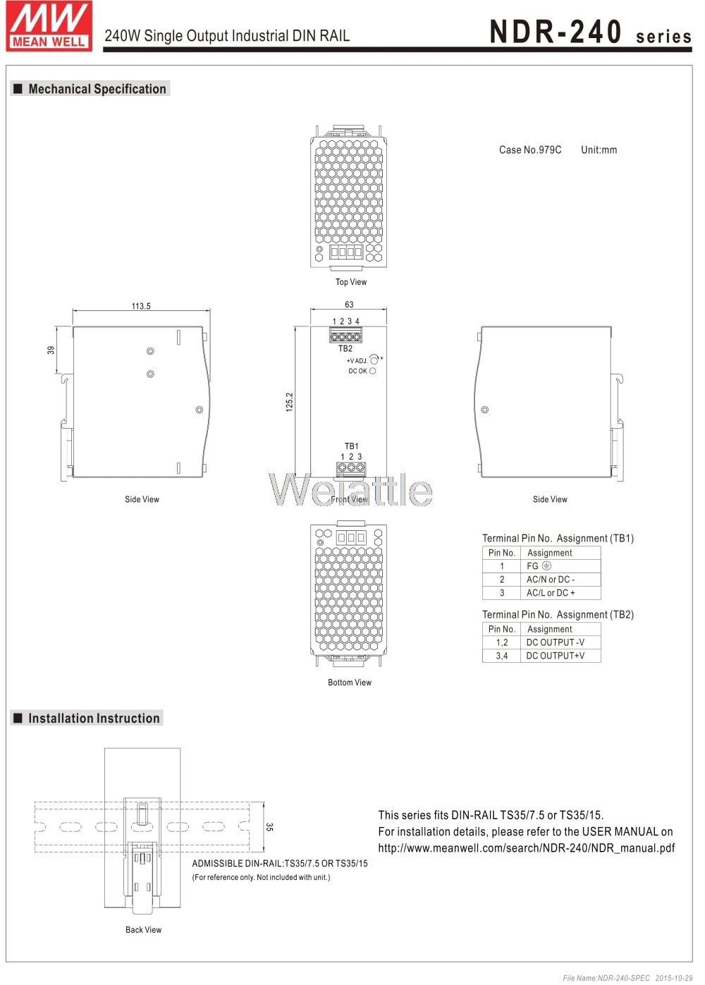 MEAN WELL NDR-240-24 24 в 10 А meanwell NDR-240 24 в 240 Вт одиночный выход промышленный din-рейку источник питания