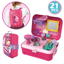 Игровой набор для маленьких девочек-ролевой салон, Комплект косметики для макияжа для малышей, детский косметический чехол, игрушки для путешествий, игровой набор