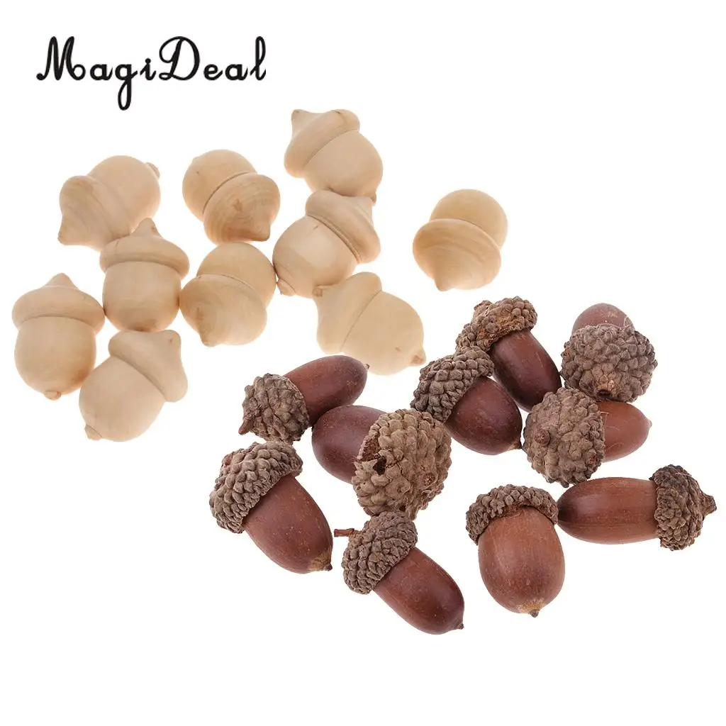 20pcs Natural Wood Acorns & Dried Acrons Table Ornament Accents Creative Home Christmas Decoration DIY