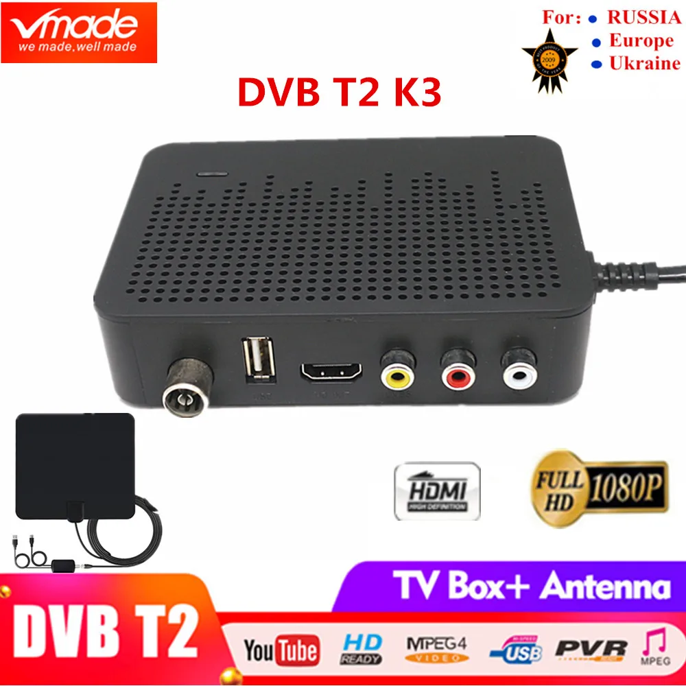 

Vmade DVB T2 TV Tuner digital Terrestrial TV Receiver collocation TV Antenna HB01 DVB TV BOX support youtube MEGOGO Media Player