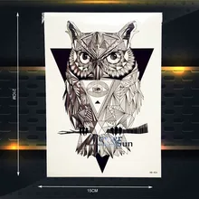 Fashion Owl Temporary Tattoo Women Makeup Tip Body Art Tattoo Arm Sleeve Wall Sticker 21x15CM Large Waterproof Fake Tattoos Owl